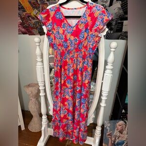 Floral Maxi Dress in Red and Blue